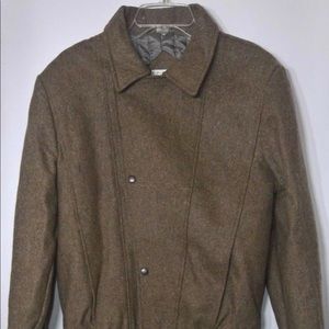 Bellavia Brown Wool Silk Quilted Bomber Jacket.